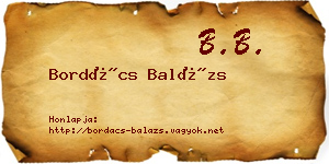 Bordács Balázs névjegykártya